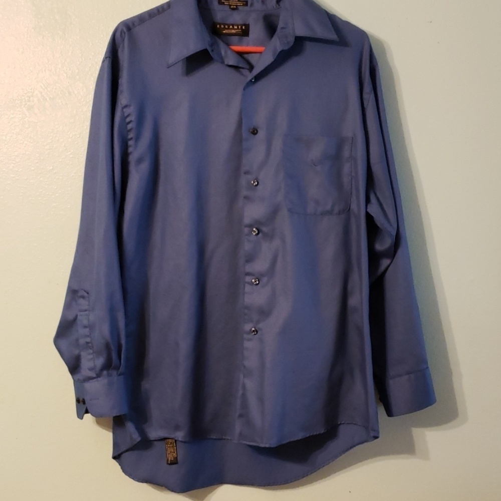 Essante Blue Long Sleeve Dress Shirt  Sz 16 1/2